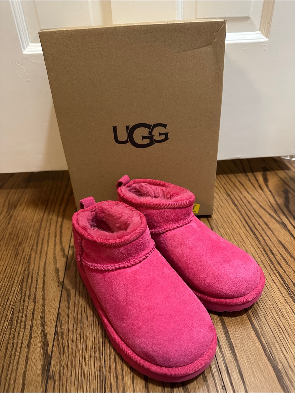 UGG Kids Booties in Bright Pink Suede